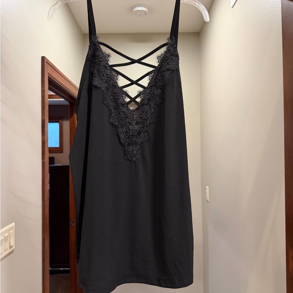 Maurices Black Lace Trim Tank Top